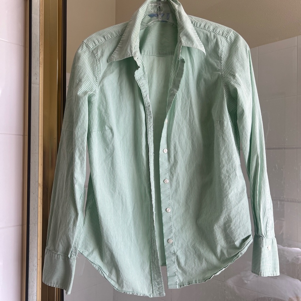 Button Down Green Striped Shirt